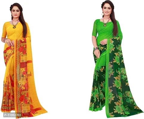 Beautiful Georgette Saree With Blouse Piece Pack Of 2-thumb0