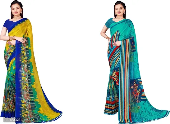 Beautiful Georgette Saree with Blouse Piece Pack Of 2-thumb0