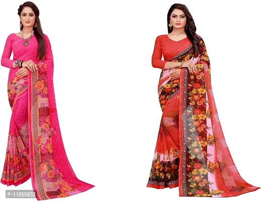 Beautiful Georgette Saree With Blouse Piece Pack Of 2-thumb0