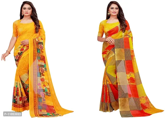 Beautiful Georgette Saree With Blouse Piece Pack Of 2-thumb0