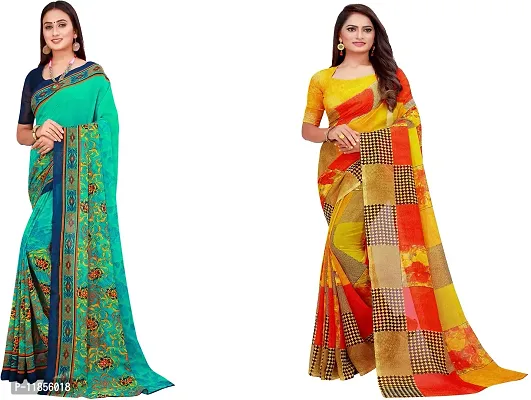 Beautiful Georgette Saree With Blouse Piece Pack Of 2