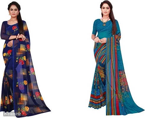 Beautiful Georgette Saree with Blouse Piece Pack Of 2-thumb0