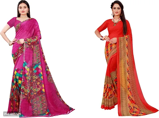 Beautiful Georgette Saree With Blouse Piece Pack Of 2-thumb0