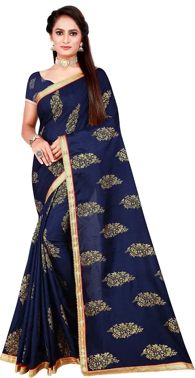 Stylish Silk Blend Assam Silk Saree with Blouse piece For Women Pack Of 1