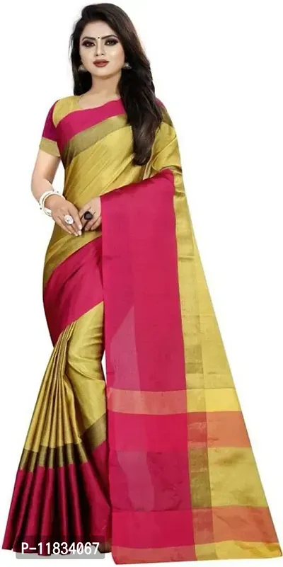 Beautiful Silk Blend Saree with Blouse Piece-thumb0