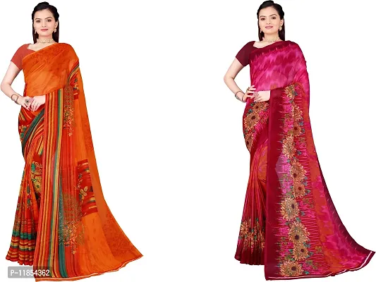 Beautiful Georgette Saree With Blouse Piece Pack Of 2