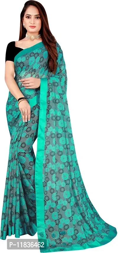 Beautiful Lycra Saree with Blouse Piece-thumb0