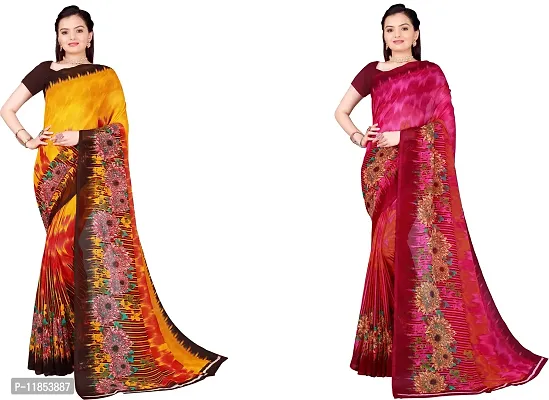 Beautiful Georgette Saree With Blouse Piece Pack Of 2