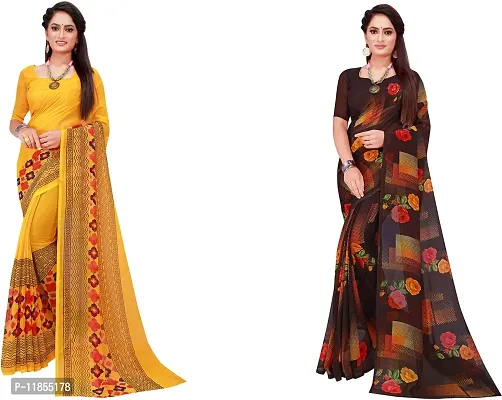 Beautiful Georgette Saree With Blouse Piece Pack Of 2