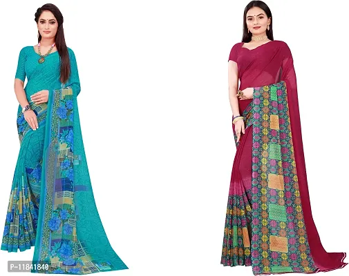 Beautiful Georgette Saree With Blouse Piece Pack Of 2-thumb0