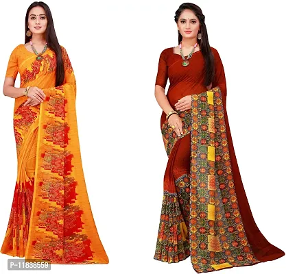 Beautiful Georgette Saree with Blouse Piece Pack Of 2-thumb0