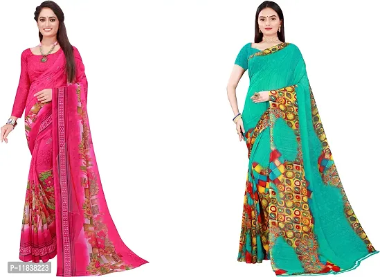 Beautiful Georgette Saree with Blouse Piece Pack Of 2-thumb0