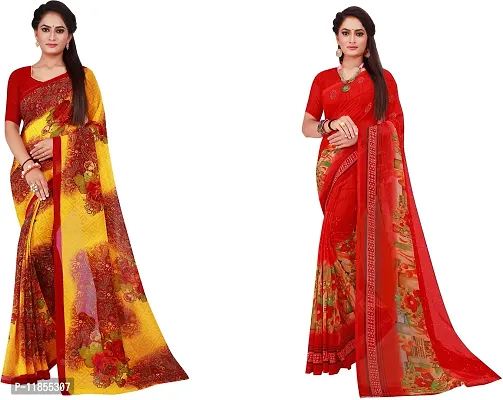 Beautiful Georgette Saree With Blouse Piece Pack Of 2