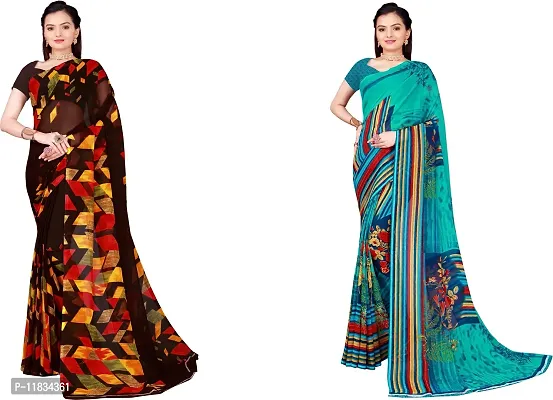 Beautiful Georgette Saree with Blouse Piece Pack Of 2-thumb0