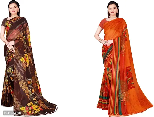 Beautiful Georgette Saree with Blouse Piece Pack Of 2