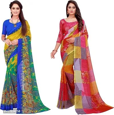 Beautiful Georgette Saree with Blouse Piece Pack Of 2-thumb0