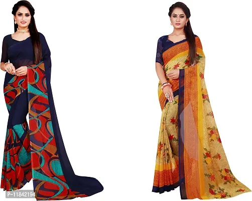 Beautiful Georgette Saree With Blouse Piece Pack Of 2-thumb0