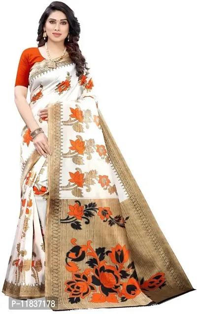 Beautiful Art Silk Saree with Blouse Piece-thumb0