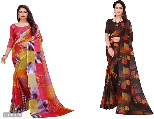 Beautiful Georgette Saree With Blouse Piece Pack Of 2