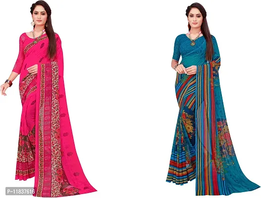 Beautiful Georgette Saree with Blouse Piece Pack Of 2