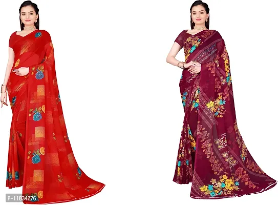 Beautiful Georgette Saree with Blouse Piece Pack Of 2-thumb0