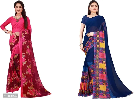 Beautiful Georgette Saree with Blouse Piece Pack Of 2-thumb0