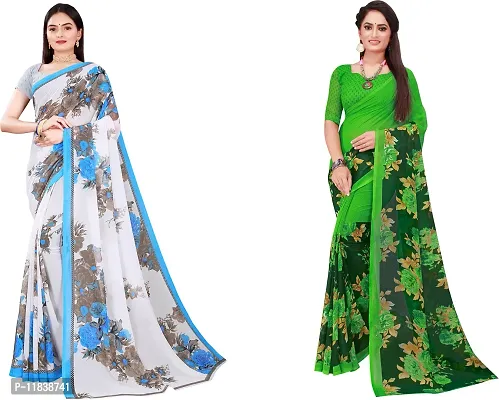 Beautiful Georgette Saree with Blouse Piece Pack Of 2-thumb0