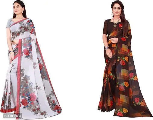 Beautiful Georgette Saree with Blouse Piece Pack Of 2-thumb0