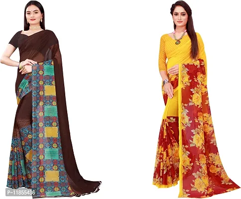 Beautiful Georgette Saree With Blouse Piece Pack Of 2-thumb0