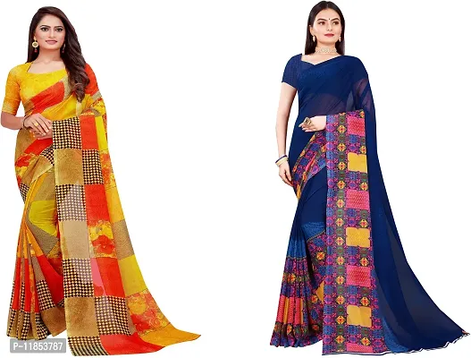 Beautiful Georgette Saree With Blouse Piece Pack Of 2-thumb0