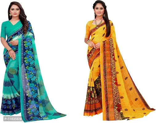 Beautiful Georgette Saree with Blouse Piece Pack Of 2-thumb0