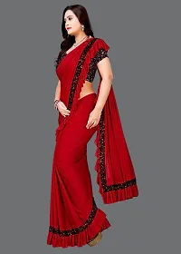 Beautiful Silk Blend Saree with Blouse Piece-thumb1