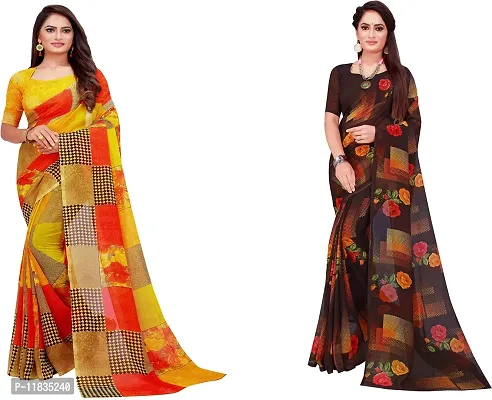 Beautiful Georgette Saree with Blouse Piece Pack Of 2-thumb0