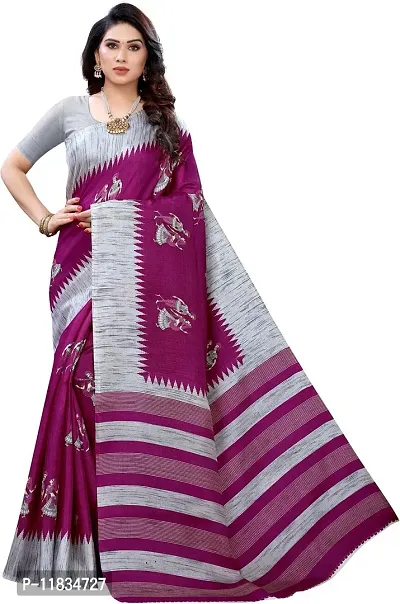 Beautiful Art Silk Saree with Blouse Piece-thumb0