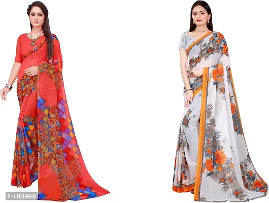 Beautiful Georgette Saree with Blouse Piece Pack Of 2-thumb0