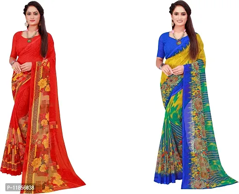 Beautiful Georgette Saree With Blouse Piece Pack Of 2-thumb0