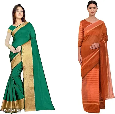 Beautiful Cotton Silk Saree With Blouse Piece Pack Of 2-thumb0