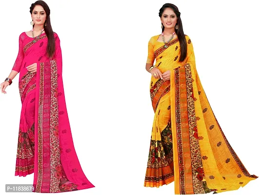 Beautiful Georgette Saree with Blouse Piece Pack Of 2