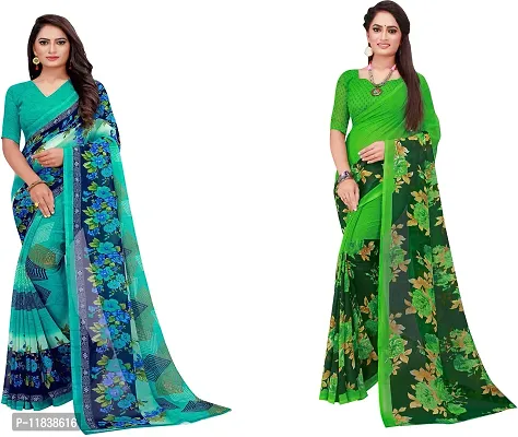 Beautiful Georgette Saree with Blouse Piece Pack Of 2-thumb0