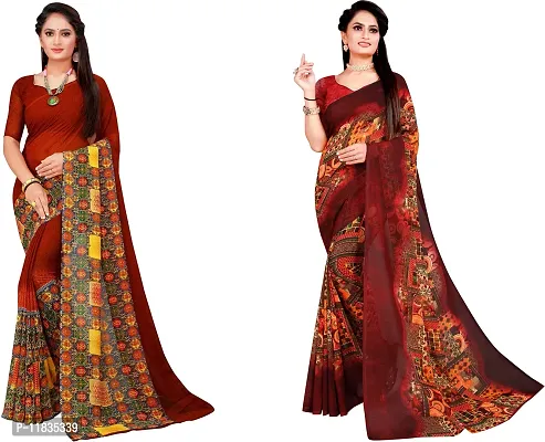 Beautiful Georgette Saree with Blouse Piece Pack Of 2