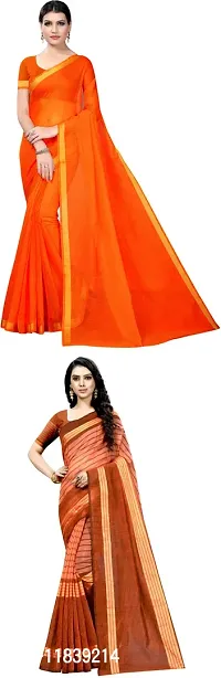 Beautiful Art Silk Saree With Blouse Piece Pack Of 2