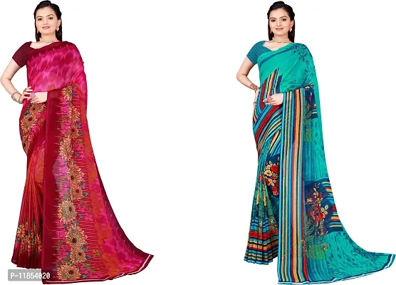 Beautiful Georgette Saree With Blouse Piece Pack Of 2