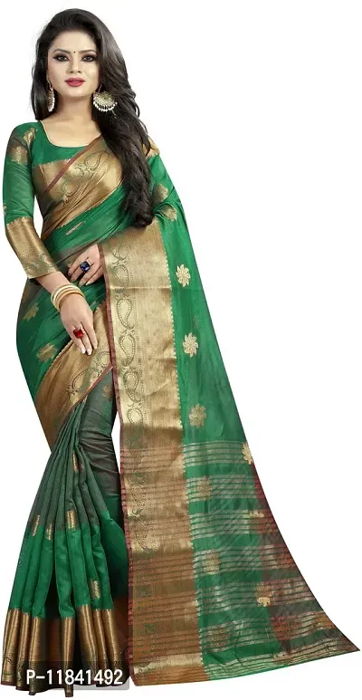 Beautiful Cotton Blend Saree with Blouse piece-thumb0