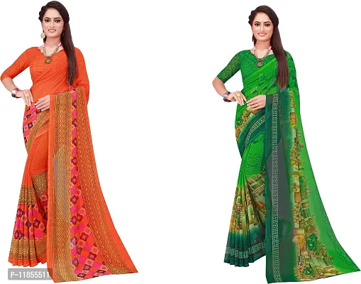 Beautiful Georgette Saree With Blouse Piece Pack Of 2