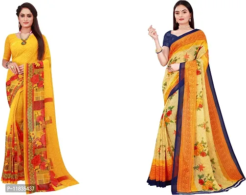 Beautiful Georgette Saree with Blouse Piece Pack Of 2-thumb0