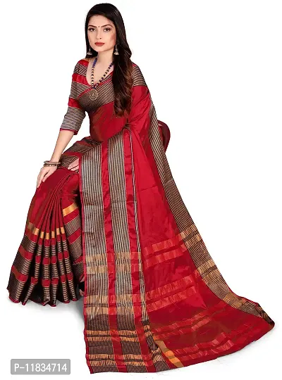 Beautiful Cotton Silk Saree with Blouse Piece-thumb2