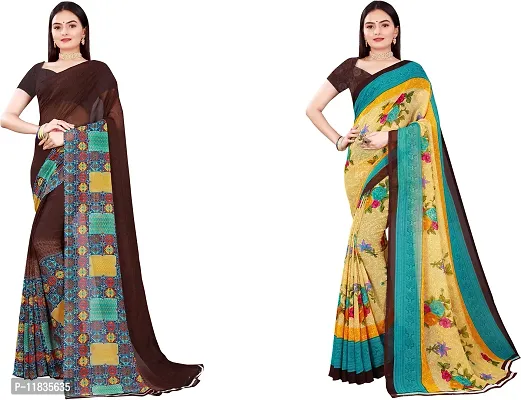 Beautiful Georgette Saree with Blouse Piece Pack Of 2-thumb0