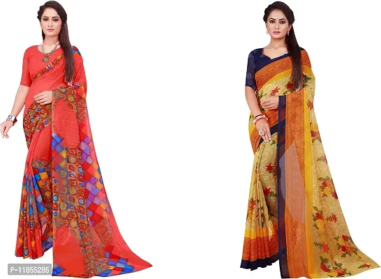 Beautiful Georgette Saree With Blouse Piece Pack Of 2-thumb0