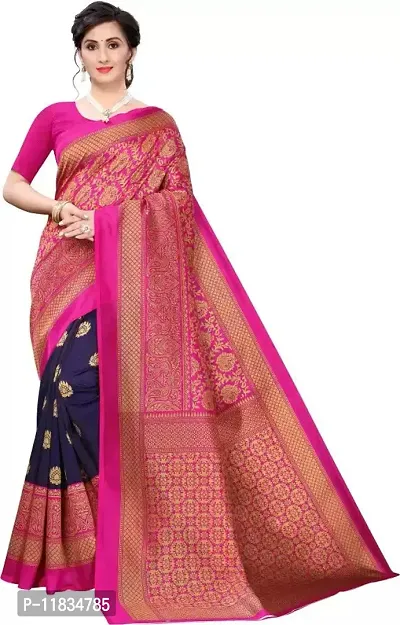 Beautiful Art Silk Saree with Blouse Piece-thumb0