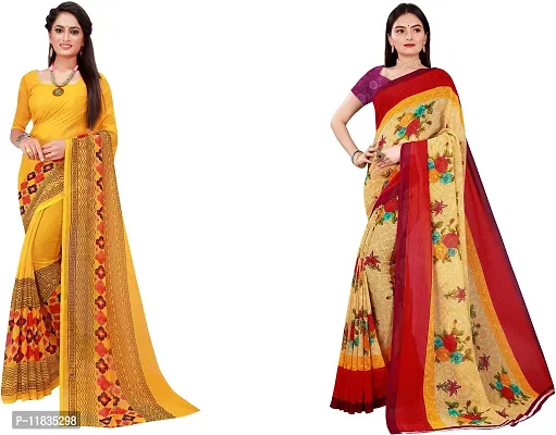 Beautiful Georgette Saree with Blouse Piece Pack Of 2-thumb0